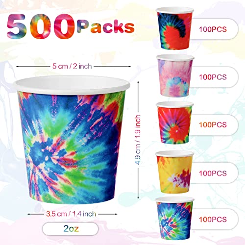 Tiamon 500 Pack 2 oz Paper Cups, Mini Mouthwash Disposable Bathroom Small Paper Drinking Espresso Cups for Home Office Travel Picnic Party Supplies(Tie Dye) - style: Tie Dye