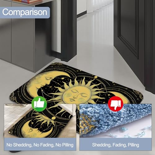 Bath Mats for Bathroom,Boho Sun Moon Bathroom Rugs,Celestial Diatomaceous Bath Rug Quick Dry, Non Slip Super Absorbent Low Profile Doormat for Home Kitchen Patio 17 X 29.5 Inch - color: Boho Sun Moon