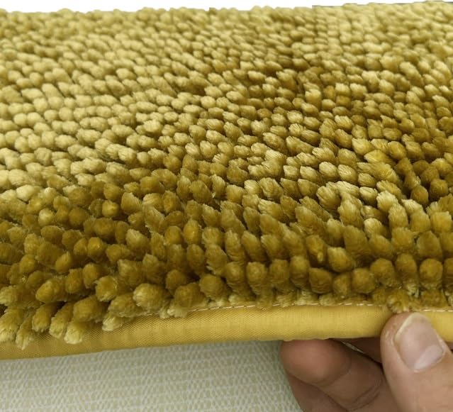 Madeals Chenille Bath Rug Sets 4 Piece with Toilet Lid Cover and Rug Set Combo, Soft Shaggy Bath Rug Set 3 Piece and U-Shaped Toilet Floor Rug Golden - color: Golden, size: 1'3" x 2'8" (Square)