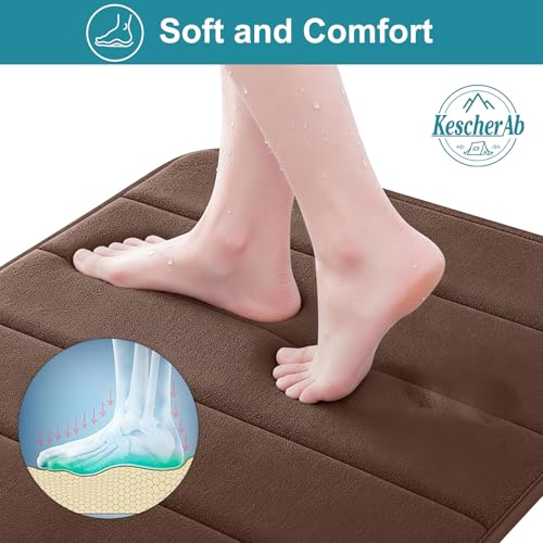 Bathroom Rugs Set 2 Piece Thicker Memory Foam Bath Mat Set Non Slip Quick Dry Machine Washable Coffee Bath Rugs for Bathroom Floor, Tub and Shower, 19"x31"+15"x23" - color: Coffee, size: 31" X 19" + 23" X 15"