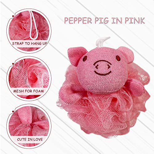 (4 Pack) Lovely Animal Design Kids Exfoliating Bath Scrubber Body Scrubber Shower Ball for Baby Toddler Kids Gentle Exfoliating Bath Sponge Loofah Pouf in Colorful Design (Joyful TERRICOLE) - style: joyful TERRICOLE