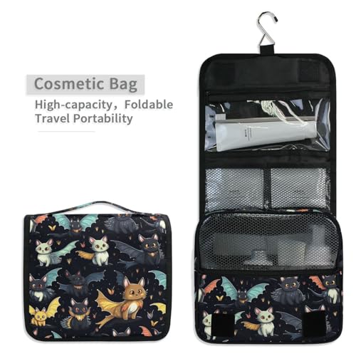MNSRUU Hanging Toiletry Bag Gothic Skull Cat Bat Travel Makeup bag for Toiletries Portable Travel Toiletry Organizer Cosmetic Bags with Hanging Hook - color: Skull I 4212