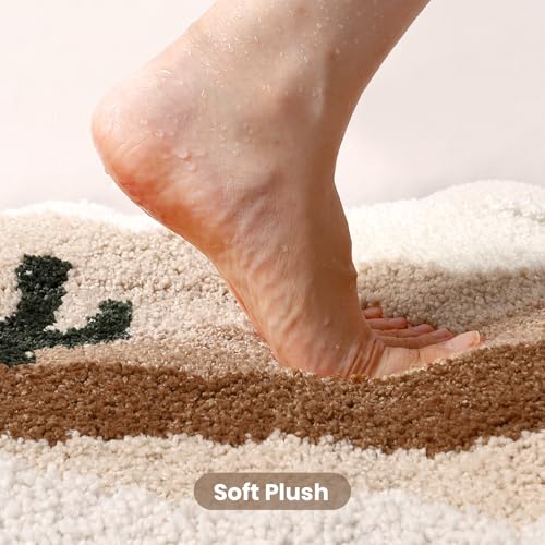 Bathroom Rug Mat, Yellow Desert Cactus Bath Mat with Soft & Non-Slip, Ultra Absorbent Microfiber Shaggy Door Mat, Quick Dry Bath Rug Carpet for Toilet Bathtub Bedroom 20x31 Inch (Yellow) - color: Yellow