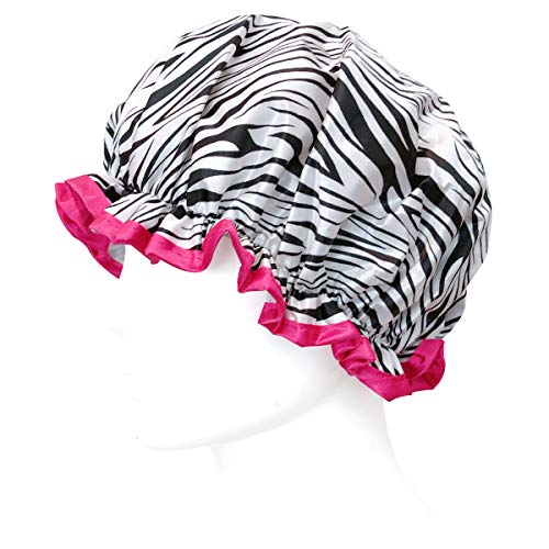allydrew Reusable Women's Waterproof Shower Caps for Long Hair, Zebra - color: Zebra