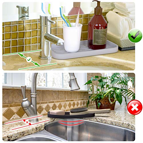 ZAPPOWARE Kitchen Sink Organizer | Silicone Sponge Holder - Storage Tray for Dish Sponge, Soap Dispenser, Scrubber 9.6"x 4.9" (Gray) - color: Gray