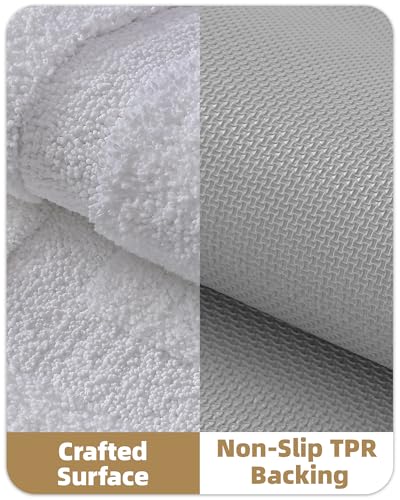 Color&Geometry Non Slip Bathroom Rugs 30x20, Ultra Soft Absorbent Upgraded Microfiber Bath Rugs, Non-Slip Bathroom mat, Washable Plush Bath Mats for Bathroom, Shower, Bathtub, Laundry, White - color: A, size: 20"x32"