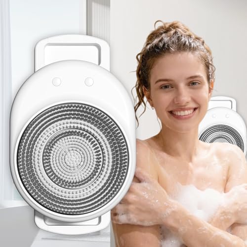 Electric Back Scrubber for Shower, Wall-Mounted Design with Soft Exfoliating Bristles, IPX7 Waterproof & Easy to Install — Enjoy a Comfortable, Effortless Clean