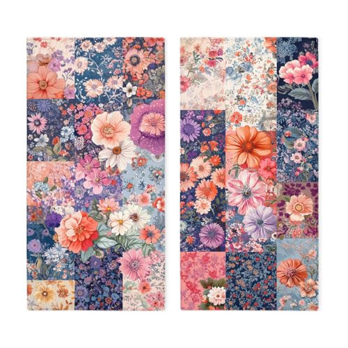 Patchwork Floral Hand Towels Set of 2, Country Retro Boho Wildflower Paisley Soft Absorbent Face Towels Bathroom Decorative Fingertip Towel for Hotel Gym Spa - color: Patchwork Floral