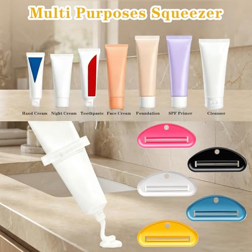 5 Pcs Toothpaste Roller,Toothpastes Clip Toothpaste Tube Squeezer Plastic Tube Squeezers Tool Roller Tooth Paste Dispenser for Bathroom (5 Colors)