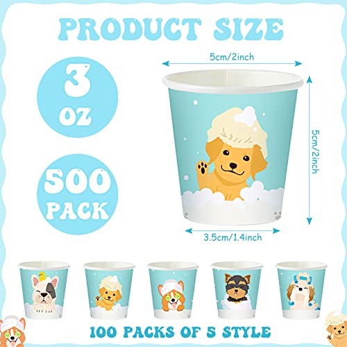Patelai 500 Pack 3 oz Paper Cups Disposable Bathroom Small Mouthwash Animal Beverage Drinking Cups for Home, Office, Travel, Party(Bathroom Dog) - style: Bathroom Dog