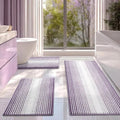 BSICPRO Bathroom Rugs Sets 3 Piece, Toilet Rugs U-Shaped Contour Bath Mat Set, Long Striped Absorbent Non Slip Chenille Shower Mat, Lavender Purple - color: Lavender Purple, size: 20"x47"+16"x24"+ U Shape 20"x24"