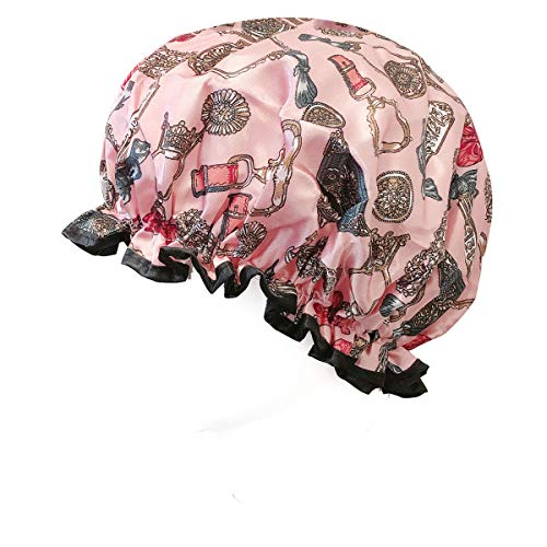 allydrew Wild Side Reusable Women's Waterproof Shower Caps for Long Hair, Pink Keychains - color: Pink Keychains