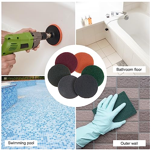 HARFINGTON 15pcs Drill Power Brush 4 Inch Tile Scrubber Scouring Pads 400-600 Grit for Bathroom Kitchen Household Cleaning - color: Dark Green, size: 400-600 Grit
