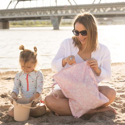 Tiny Twinkle Mess Proof Wet Bags | 2-Pack Reusable Waterproof Wet Bags for Swimsuits | Baby Clothes | Travel & Diaper Bag (Bows,Toile) - color: Bows,Toile, size: 2 Pack
