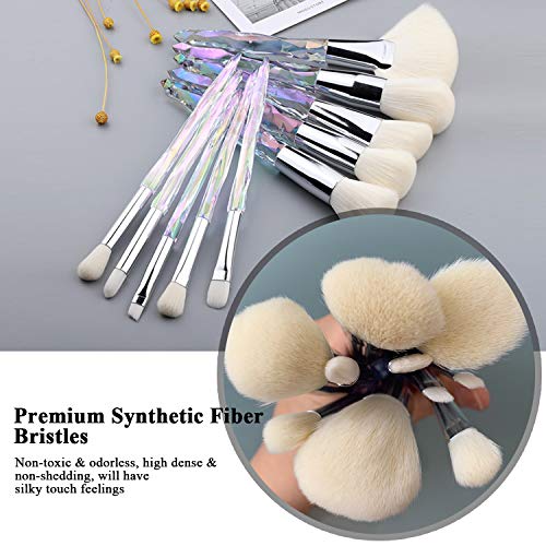 Kingtree Crystal Makeup Brush Set, 10PCS Sparkling Premium Makeup Brushes Professional Synthetic Bristles Foundation Blush Concealer Eyeshadow Makeup Brush for Girls - color: C
