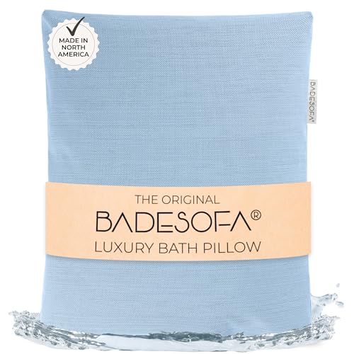 BADESOFA® Luxury Bathtub Pillow L - Large Bath Pillow for Therapeutic Neck and Back Support Quick-Drying - Washable Full Body Bath Tub Cushion - Luxury Spa Cushion in Blue - color: Blue, size: Large (Single Pillow)
