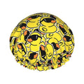 Cute Ducks Shower Cap For Women Reusable Waterproof Double Layers Bath Cap Hair Protection Elastic Ladies Spa Salon Shower Hat - color: Cute Ducks