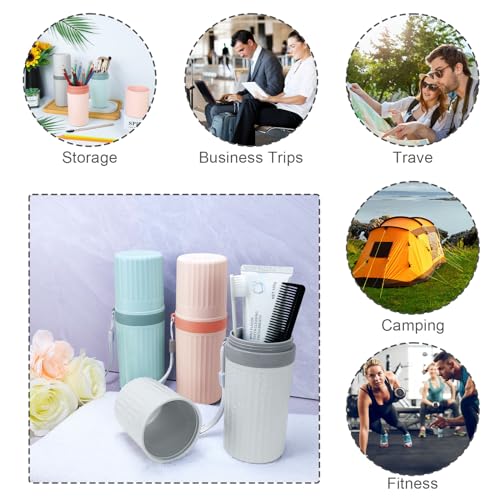 Mulbozy Travel Toothbrush Holder, Large Travel Toothbrush Cup Case, Portable Travel Toothbrush Toothpaste Makeup Storage for Business Trip Camping School - Blue - color: Style C-Blue