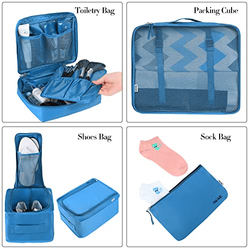BAGAIL 8 Set Packing Cubes Luggage Packing Organizers for Travel Accessories-Light Blue - color: Light Blue, size: 8 Set