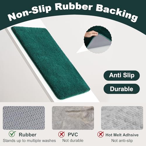 TYUU Large Bathroom Rugs, Ultra Soft Super Absorbent Bath Rugs Non Slip Washable Quick Dry Bath Mat with Rubber Backing for Bathroom Floor, Shower, or Sink, Dark Green 3' x 4' - color: Dark Green, size: 3' x 4'