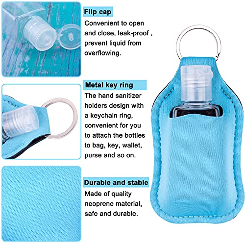 Duufin 60 Pcs Hand Sanitizer Holder Keychain Empty Travel Bottle Set | Including 30 Pcs Hand Sanitizer Keychain Holder and 30 Pcs Refillable Empty Travel Bottles for Backpack Purse, 15 Solid Color - color: Colorful Patternless