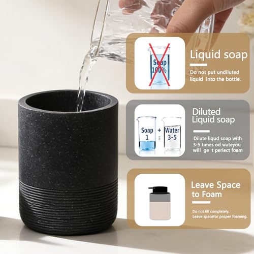 Resin Foaming Soap Dispenser, 11 OZ Bathroom & Kitchen Foam Soap Dispenser, Easy Press Pump, Refillable Hand Soap Dispenser, Modern Decor (Black) - color: Black