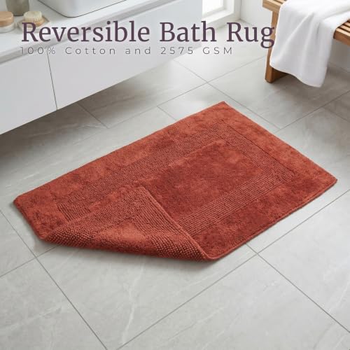 Bathroom Rugs - 2 - Piece Cotton Bathroom Mat Set - Machine Washable Bath Mats for Washroom, Kitchen, or Laundry Room by Lavish Home (Brick) - color: Brick