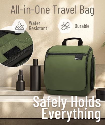 D&D Wanderlust D&D Hanging Travel Toiletry Bag for Men and Women – Cosmetics, Makeup and Toiletries Organizer Kit with 10 Compartments - color: Green