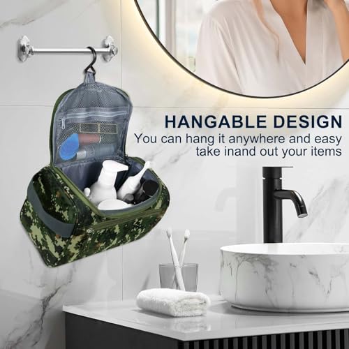 Hanging Toiletry Bag for Women and Men Traveling Makeup Large Capacity Cosmetics Portable Dopp Kit Storage Organizer Bag with Hanging Hook for Toiletries Brushes Shaving Tools - color: Camo Mosaic