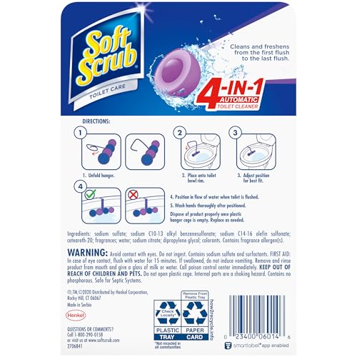 Soft Scrub 4-in-1 Rim Hanger Toilet Bowl Cleaner, Lavender, 2 Count - size: 2 Count (Pack of 1)