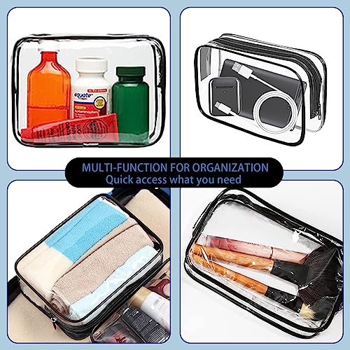 16 Pieces Clear Makeup Bags Bulk, TSA Approved Toiletry Bag for Travel, PVC Waterproof Travel Small Pouches Clear Pouch with Zipper for Men and Women Carry-on Travel Essentials Cosmetic Bags (Black) - color: Black