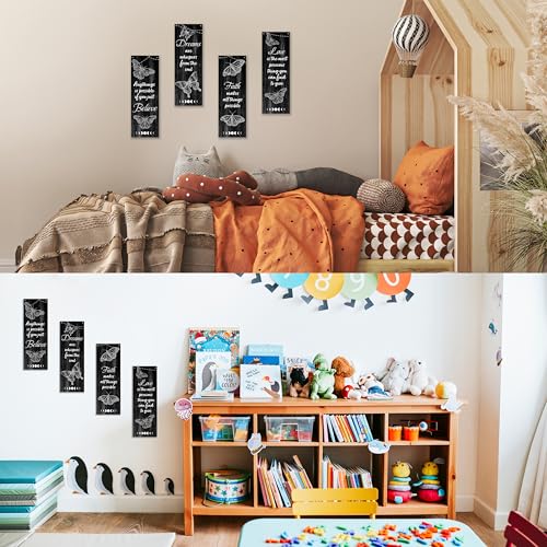 Qiwog 4 Pcs Butterfly Wall Decor Wooden Sign, Black Butterfly Bedroom Decor, Love Believe Dreams Faith Wooden Hanging Sign, Suitable For Home Wall Bathroom Bedroom Inspirational Decoration, A16 - color: Rustic