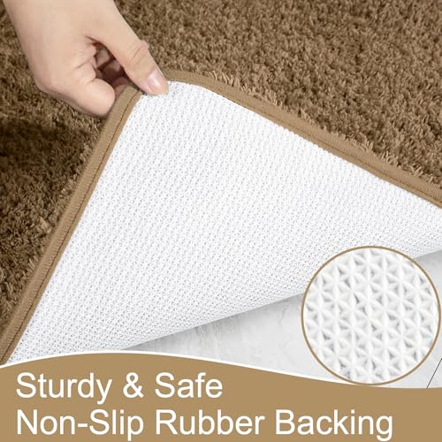 AROGAN Luxury Long Bathroom Runner Rug, 24x36 Inch Thick Soft and Absorbent Non Slip Bath Mat, Rubber Backing Quick Dry Rugs Carpets, Machine Washable Plush Mats for Shower Floor, Brown - color: Brown, size: 2' X 3' (24" X 36")