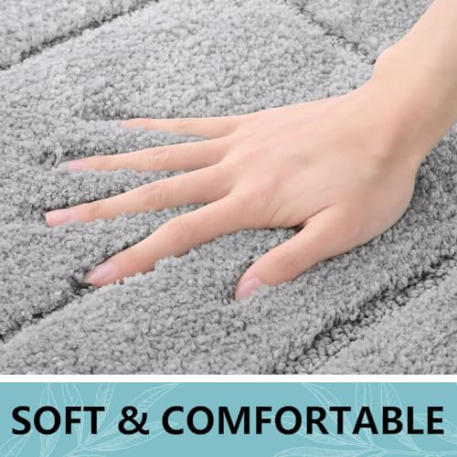 Buganda Bathroom Rugs, 30" x 20", Soft and Absorbent Microfiber Bath Rugs, Shaggy Shower Carpet, Machine Wash Dry Bath Mats for Bathroom Floor, Tub and Shower, Grey - color: Grey, size: 30" X 20"