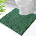 U-Shaped Toilet Rug, Chenille Contour Bathroom Mat, Non-Slip PVC Backing, Machine Washable, 20x20, Dark Green - color: Dark Green, size: 1'8" x 1'8" (20"x 20"U)