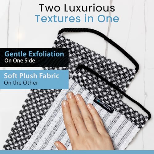 Japanese Exfoliating Washcloth for Back & Body - Charcoal & Silver Ion Exfoliating Towel with Handles - Two-Sided Gentle Exfoliation & Deep Cleansing Soft Body Wash Cloths for Shower - White - color: Charcoal White, size: 1 Count (Pack of 1)
