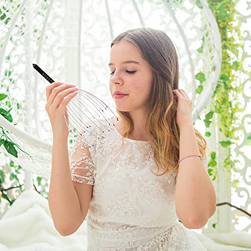 USAGA 20 Fingers Head Massager Scalp Massager Head Scratcher Extendable Back Scratcher for Head Body Relaxing (Black)
