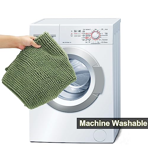 Urvoix Bathroom Rugs Sets 3 Piece, Non-Slip Chenille Bath Rug - Ultra Soft, Washable, Super Absorbent Bath Mat for Bathroom, Toilet and Tub (Sage Green) - color: Sage Green