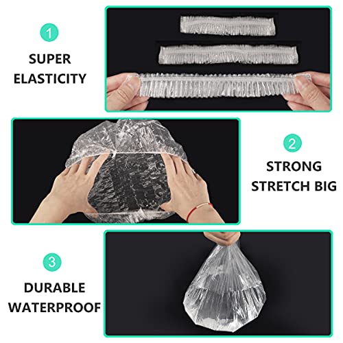 Keeygo Disposable Shower Caps 30 PCS Bath Caps Clear Waterproof Plastic Wraps for Women, Hotel Travel Essentials Accessories Hair Caps(17.3")