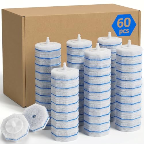 60 Count Toilet Stick Refills,Disposable Toilet Brush Refills Compatible with Clorox Toilet Stick,Upgrade Fiber Cleaner Heads,Secure Lock No Slip,Odor Neutralizing(Not Included Brush Rod) - size: 60 Count