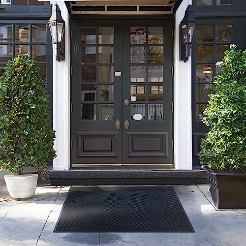 Guardian Easy Step Scraper 6X8 (69in x 93in) Indoor/Outdoor, Heavy-Duty, Solid Rubber Floor Mat,Black - size: 93"L x 69"W x 0.3"Th