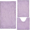 Bathroom Rugs Chenille 3-Piece Extra Soft and Absorbent Shag Bathroom Rugs, Machine Wash Mat, Strong PVC Non-Slip Underside, Plush Carpet Mats, Lavender - color: Lavender, size: 2'8" x 1'8" (16x24"+20x32"+20x20"U shape）