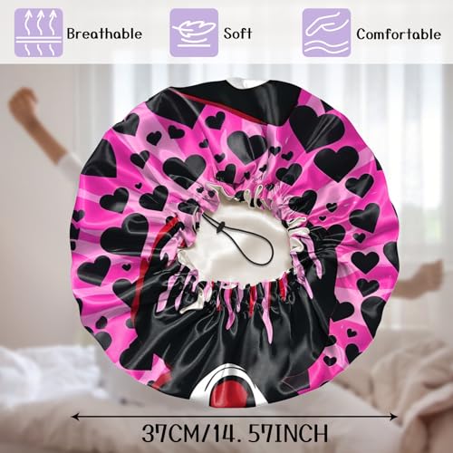 Luxury Shower Cap Silk Satin Lined Waterproof Reusable Adjustable Elastic Dry Hair Bathing Caps Cute for Women Girls-Shout - color: C-9-Shout
