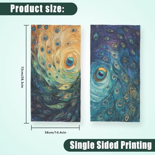 Peacock Feathers Bath Hand Towels Absorbent Colorful Abstract Oil Art Bath Hand Towels for Bathroom Home Hotel Spa Gym Yoga Nautical Beach Bathroom Decor Gifts for Women Man 14.4"x28.3" - color: Peacock Feathers