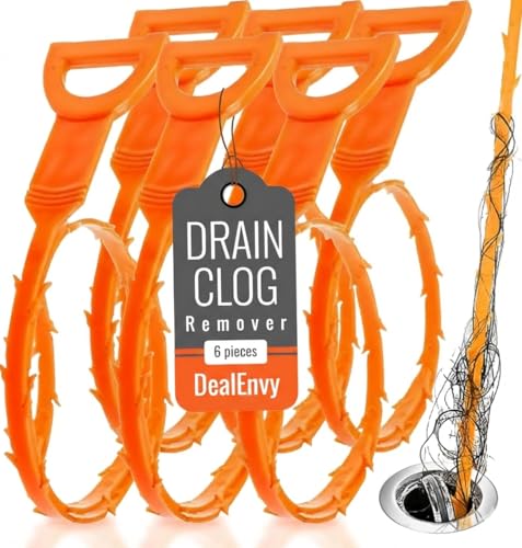 6 Pack Drain Clog Remover Tool, 19.7 Inch Plastic Drain Snake, Shower Snake Hair Removal Tool, Sink Snake Drain Clog Remover, Bathtub Drain Hair Remover, Plumber Snake, Drain Cleaner