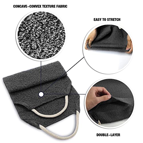 Evridwear Exfoliating Back Scrubber for Shower, Back Washer for Men Women | Loofah with Handle, Extended Length, Stretchable, Deep Cleansing for Hard-to-Reach Areas, Skin Massage (Gray) - size: Gray Back Scrubber