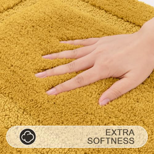 SHACOS 3 Pieces Bathroom Rugs with Toilet Lid Cover, Honey Mustard | Soft Absorbent, Non Slip, Washable, Microfiber, 16"x24"+U-Shape 20"x24"+Lid Cover19"x21" - color: Honey Mustard, size: 16"x24"+U-Shape 20"x24"+Lid Cover 19"x21"
