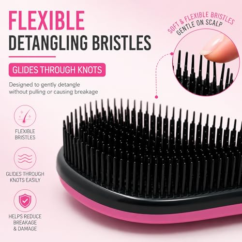 G.B.S Wave Detangling 3-in-1 Hair Brush Set (Pink) - color: Pink