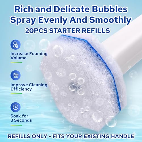 20pcs Disposable Toilet Brush Refills, Toilet Bowl Cleaner Refill Pads, Compatible with Most Toilet Cleaning Wands, Replacement Scrubber Heads for Deep Bathroom Cleaning, 20 Count - size: 20 Count (Pack of 1)