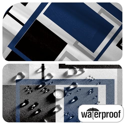 60x72inch Blue Abstract Geometric Shower Curtain Set with Hooks Blue Black White Grey Bath Curtain for Bathroom Blue Grey Fabric Shower Curtain Bath Curtains Decorative Stall Hotel Bathtubs - color: Blue Black02, size: 60"W x 72"L (Pack of 1)